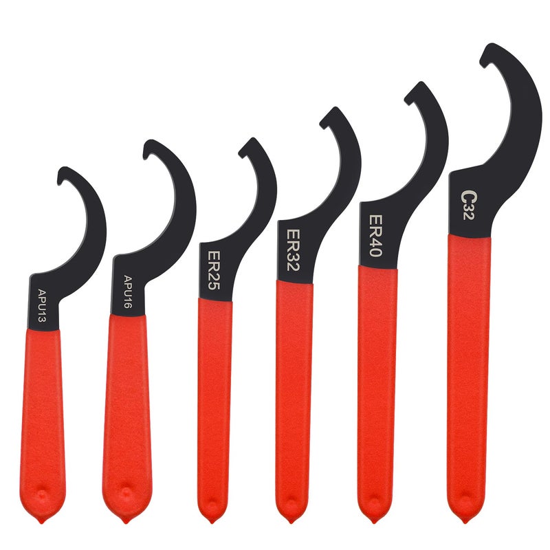 Mdvora 6pcs Coilover Spanner Wrench Set  C-Shape Shock Spanner Hook Wrench Tools  for Suspension System and Shock Adjustment - Image 1